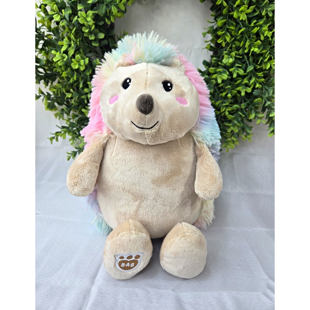 Build A Bear Cool Quills Hedgehog Plush Pastel Rainbow Stuffed Animal 14" BABW